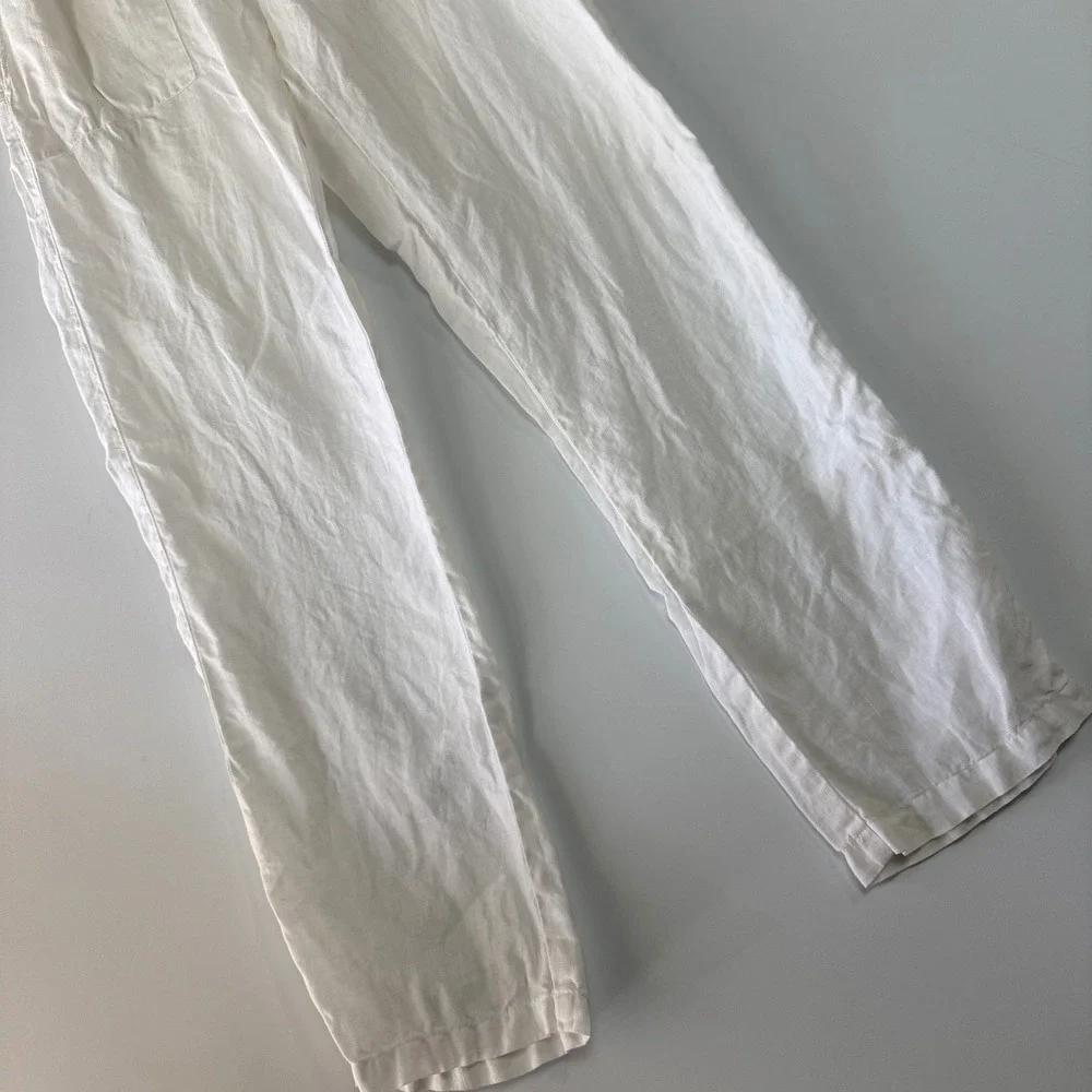 MC2 Saint Barth 100% Linen Lounge Pants Mens Small White Drawstring Straight Leg